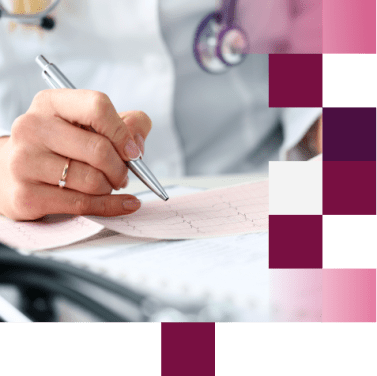 Doctor hands with cardiogram chart