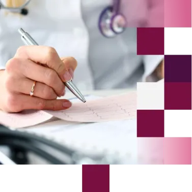 Doctor hands with cardiogram chart